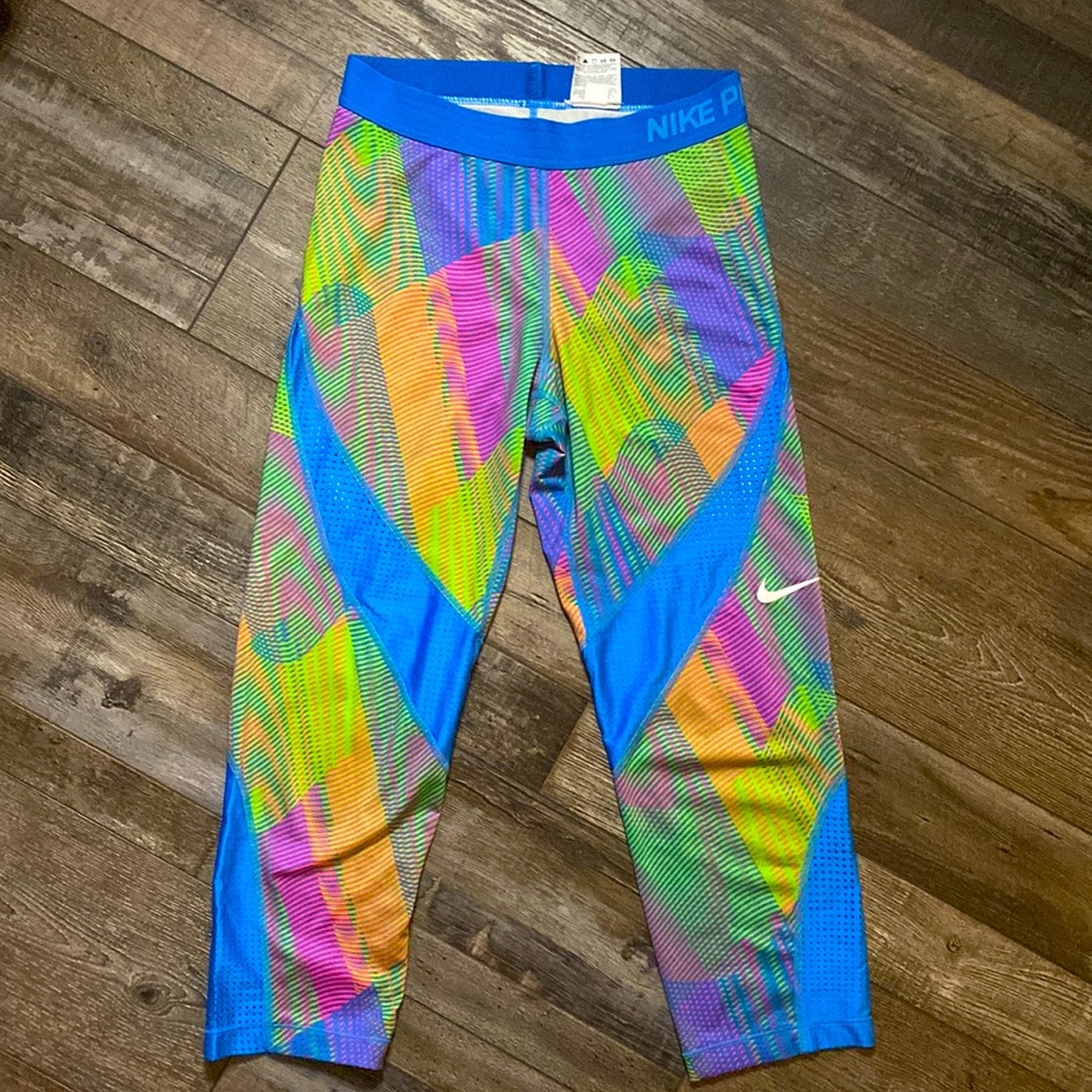 💝 2/$30 Nike Pro Cool Facet Training Capris Neon mesh spandex compression